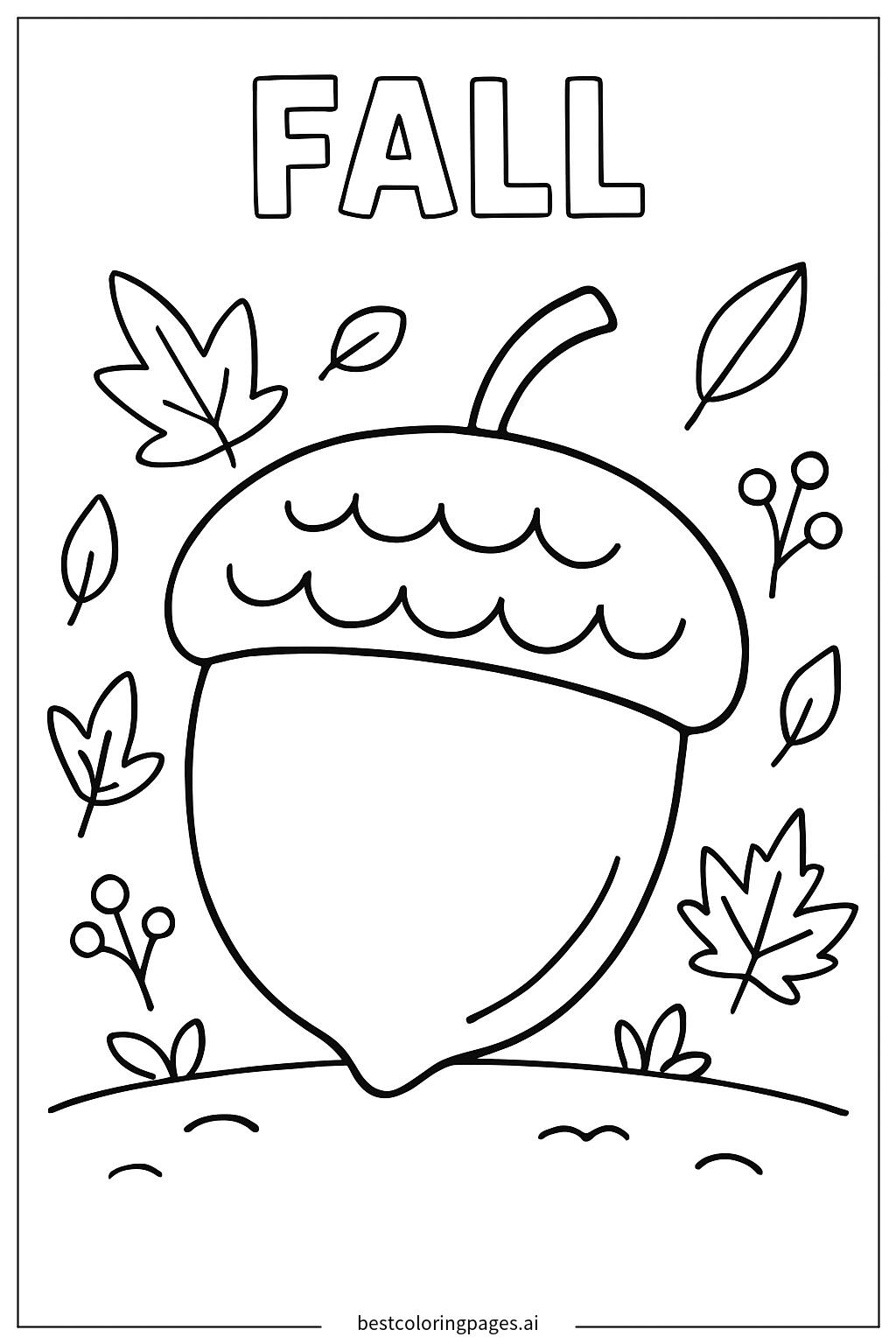 地面のどんぐり ぬりえ - 無料印刷可能 | BestColoringPages AI