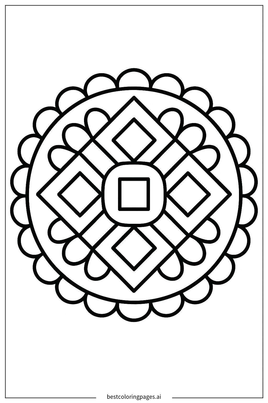 四角模様のマンダラ ぬりえ - 無料印刷可能 | BestColoringPages AI