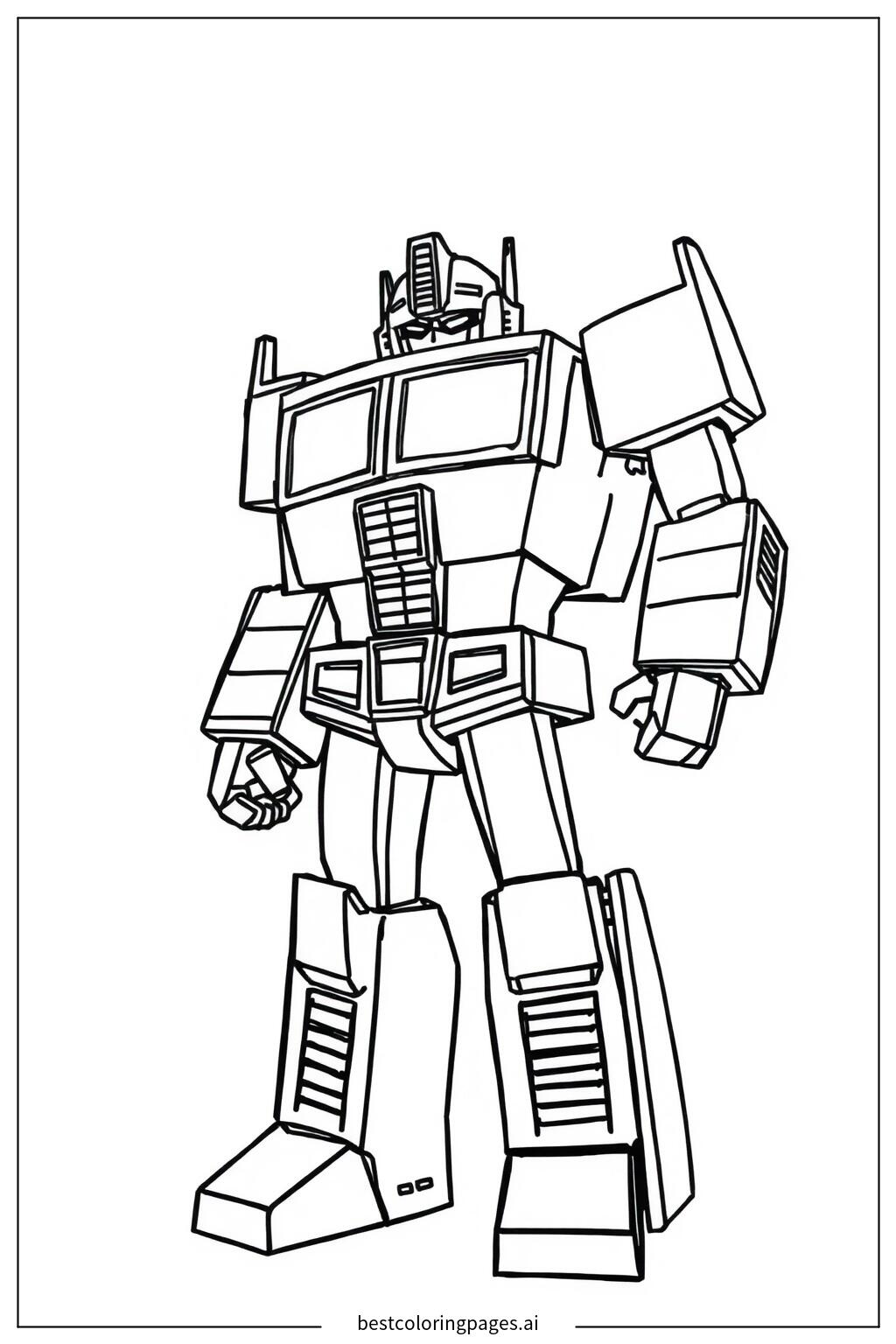 擎天柱简单素描涂色页- 免费可打印| BestColoringPages AI