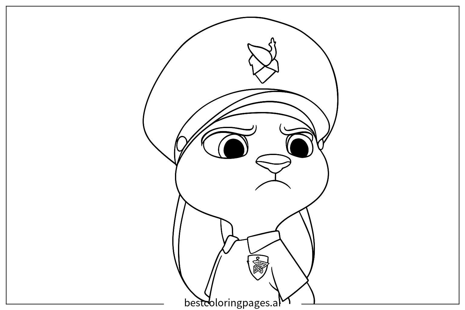 真剣なウサギの警官 ぬりえ - 無料印刷可能 | BestColoringPages AI