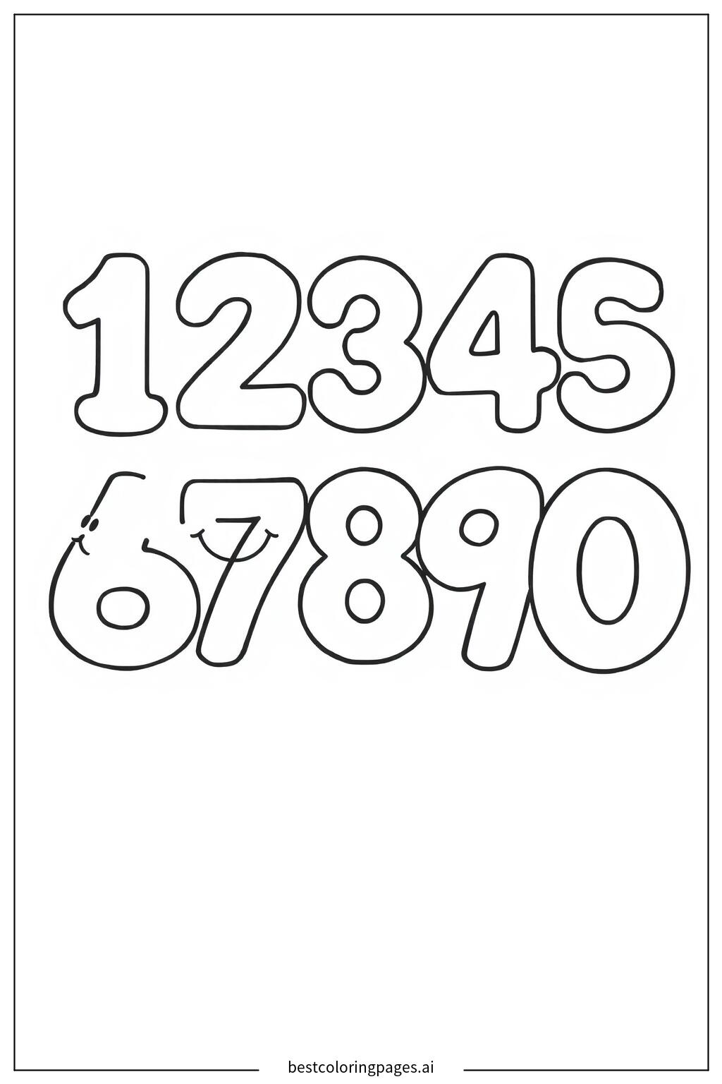 笑顔の1から10の数字 ぬりえ - 無料印刷可能 | BestColoringPages AI